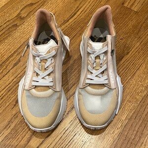 Fendi Tan and White Lace-Up Sneakers